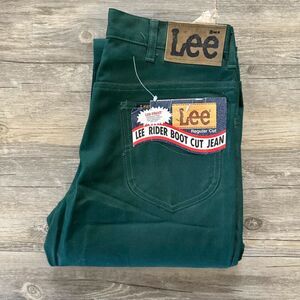 Vintage 70s Lee Rider Boot Cut Green Denim Jeans Size 31x32 NWT